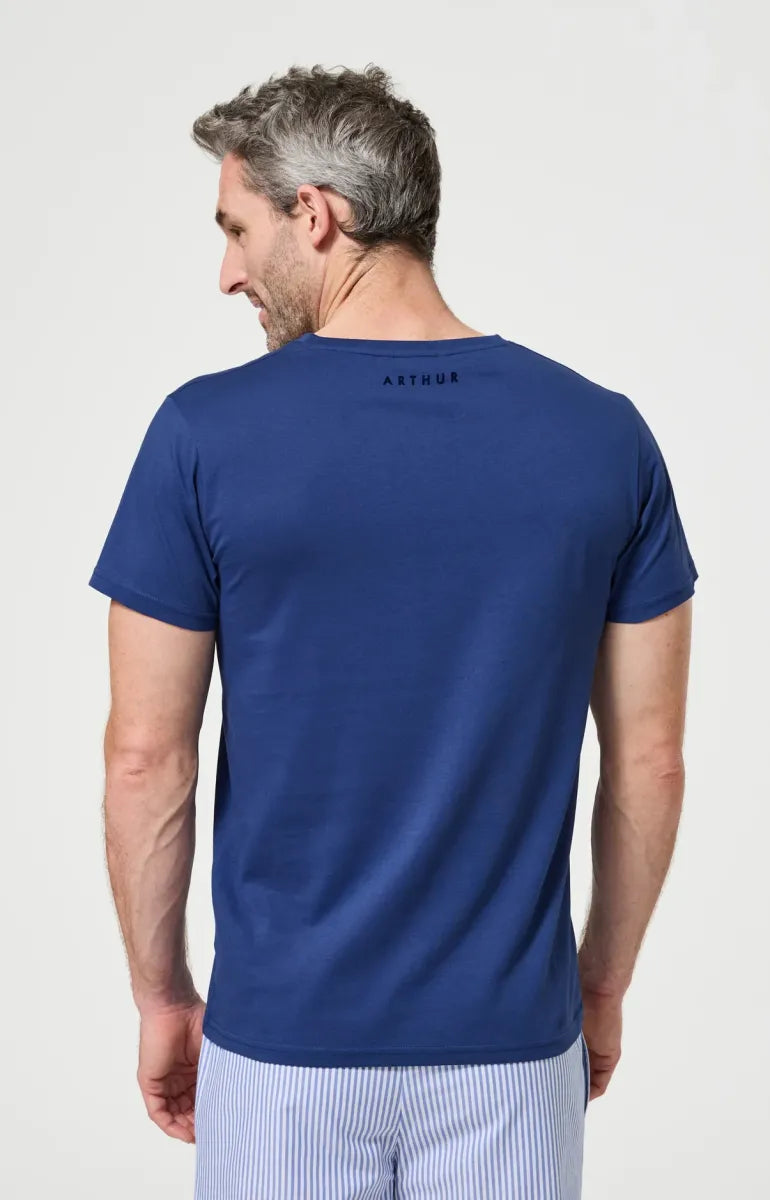 Arthur- Heren Bermuda Romain blauw gestreept