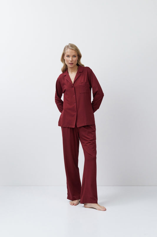 Cadance Pyjama Lang burgundy