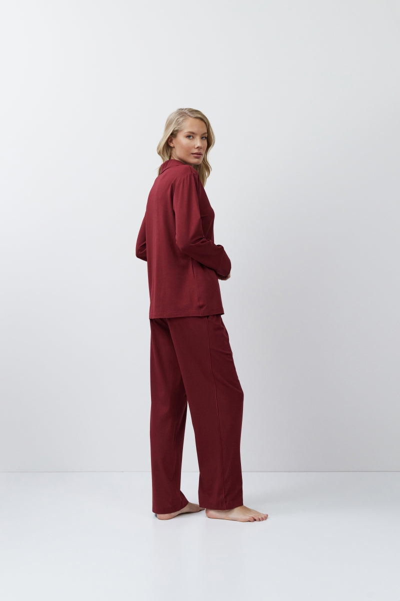 Cadance Pyjama Lang burgundy