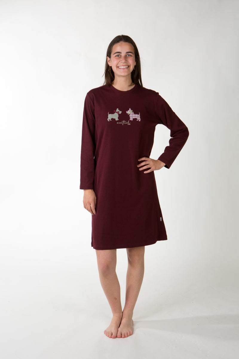 Nightdress Interlock Valentina Bordeaux