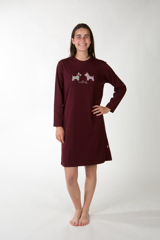 Nightdress Interlock Valentina Bordeaux
