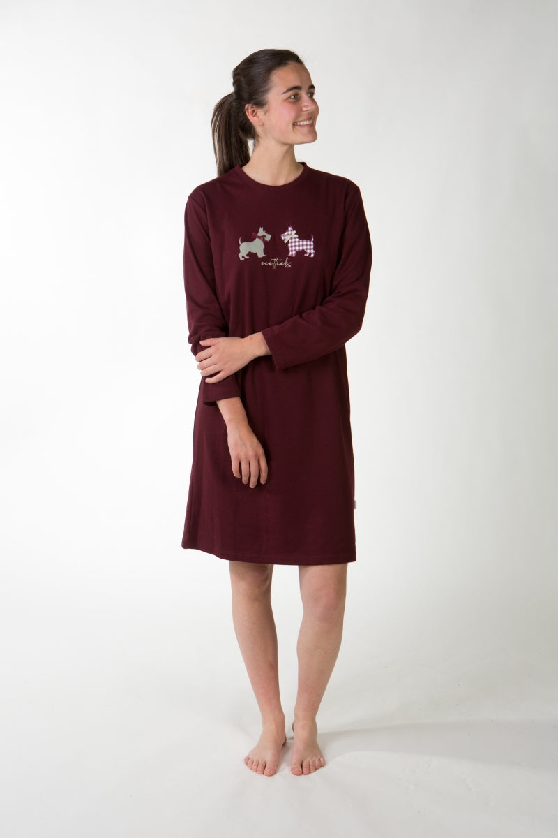 Nightdress Interlock Valentina Bordeaux