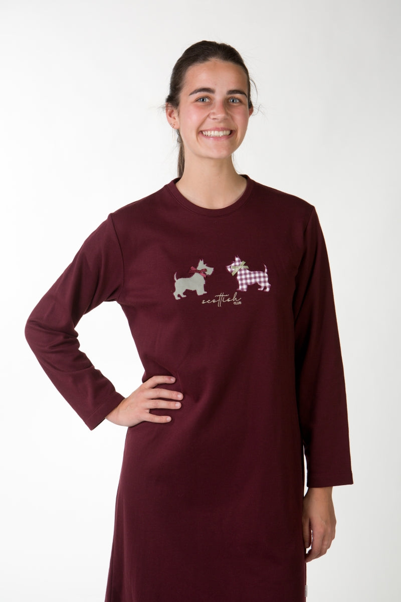 Nightdress Interlock Valentina Bordeaux