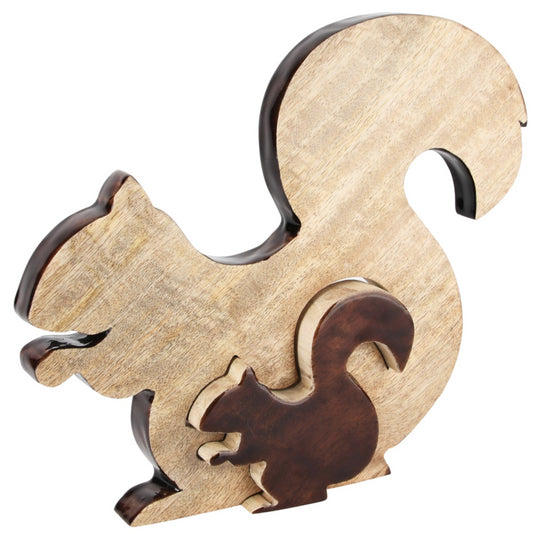 Deco Eekhoorn puzzel naturel/bruin, hout, 27x24x3cm