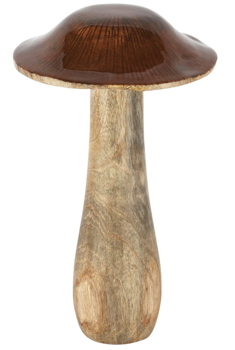 Paddenstoel bruin/naturel hout 14x14x22cm