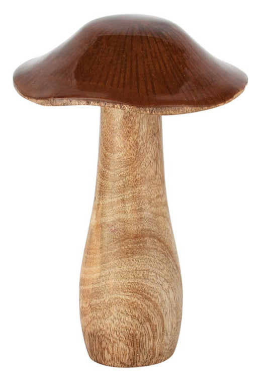 Paddenstoel bruin/naturel hout 12x12x15cm