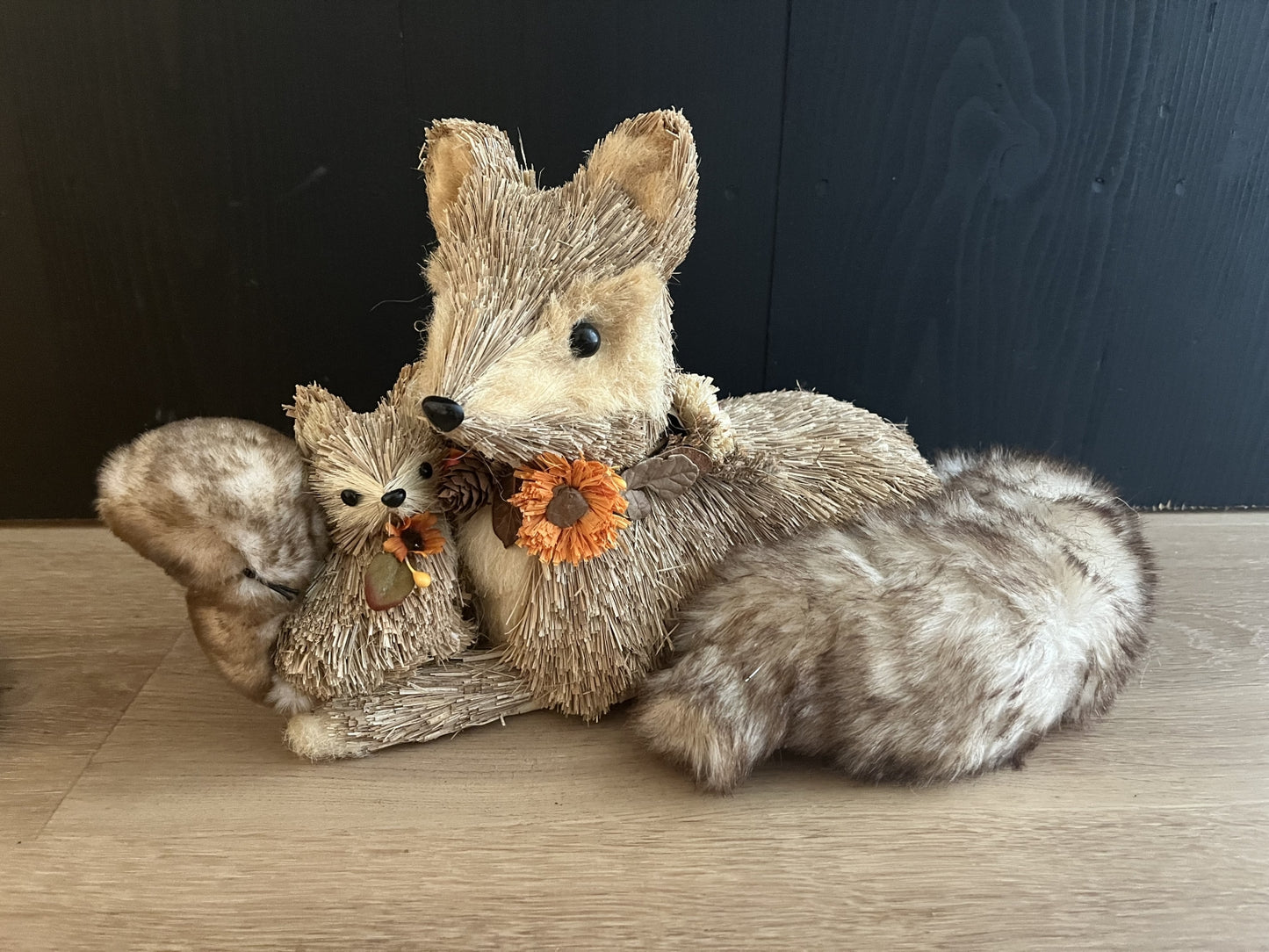 Ornament Vos met baby vos naturel