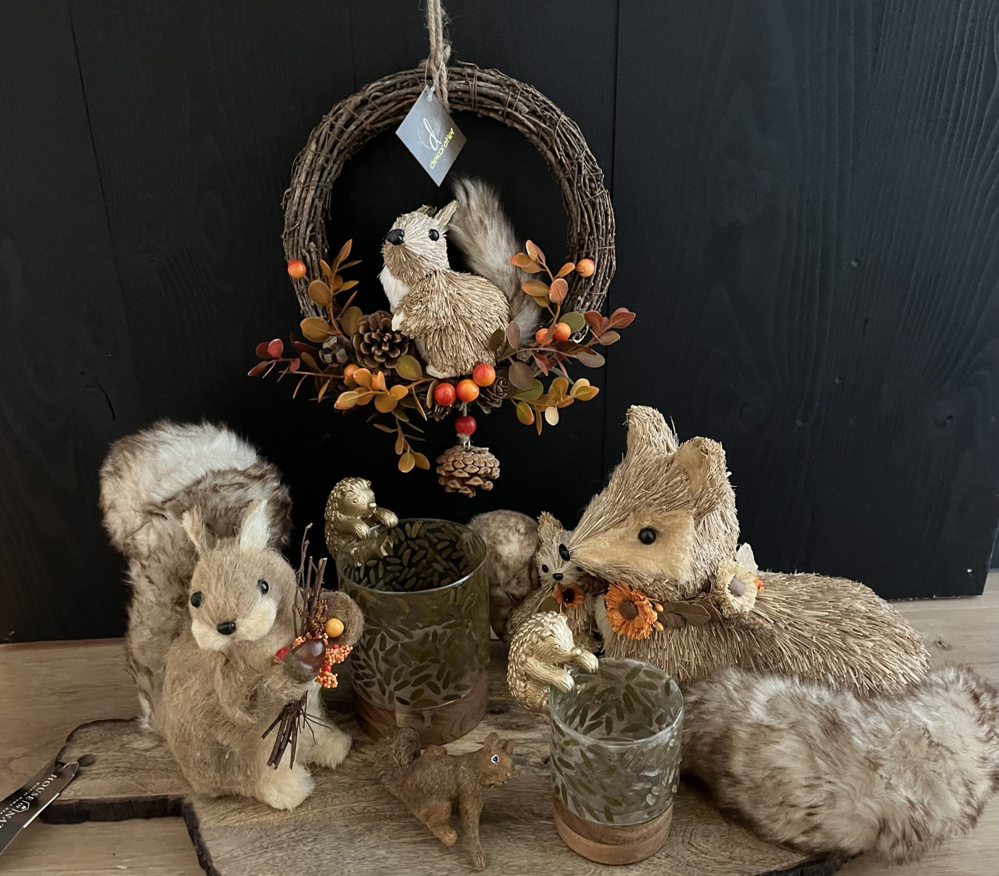 Ornament Vos met baby vos naturel