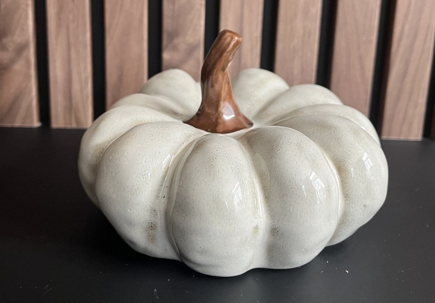 Deco Pompoen wit/bruin porselein 14x14x9 cm