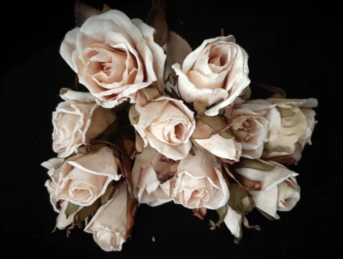Kunstbloem boeket antieke roze rozen 35 cm
