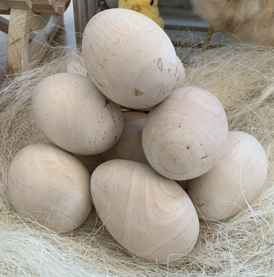 Houten ei natuurlijk H 10 cm