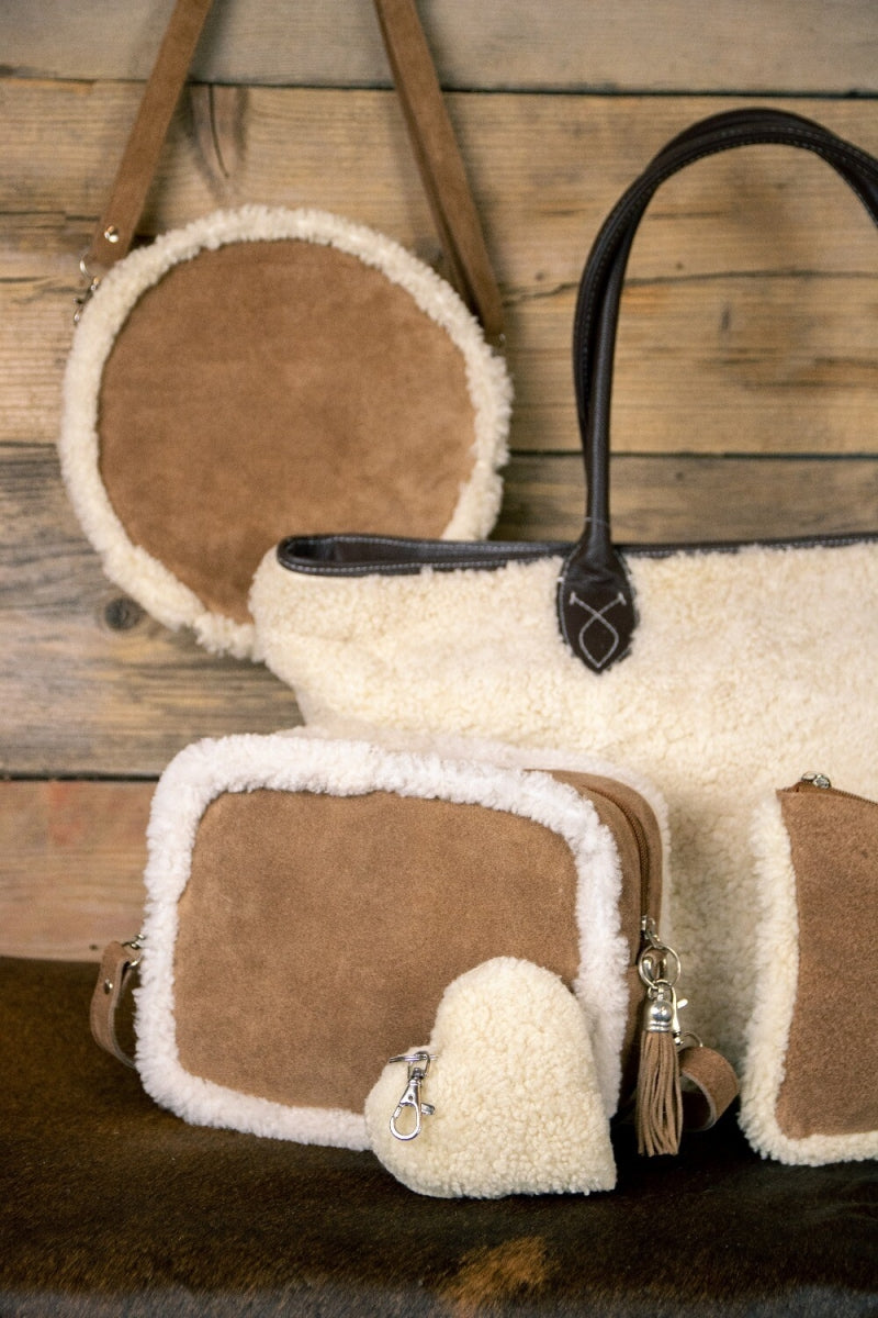 Schaap wit crossbody tas rond