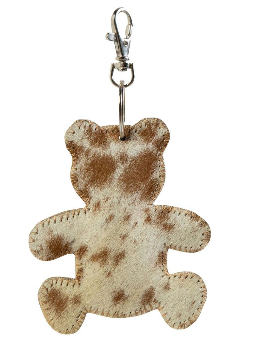 Sleutelhanger beer bruin/wit 10 cm