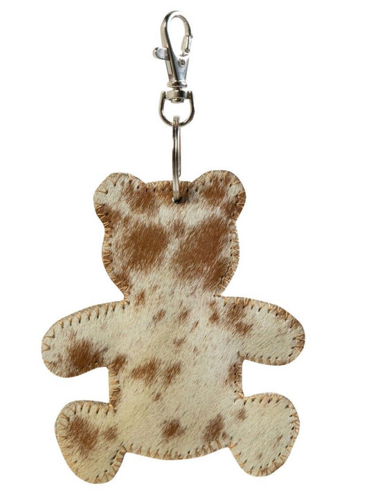 Sleutelhanger beer bruin/wit 10 cm