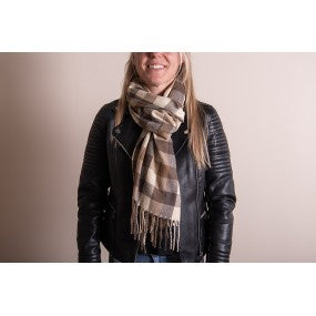 Wintersjaal Dames 68x180 cm Bruin Beige Ruit