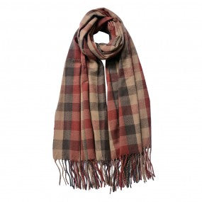 Wintersjaal Dames 68x180 cm Rood Beige Ruit