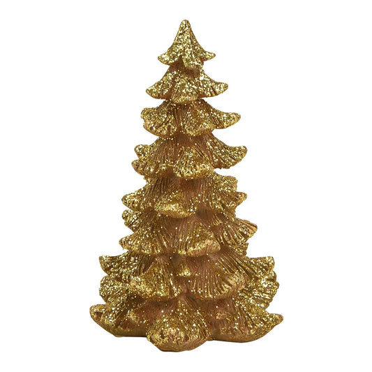 Kerstboom van poly goud 10x16x10cm