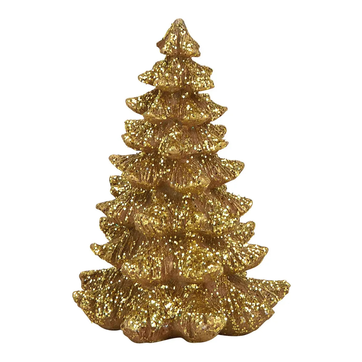 Kerstboom van poly goud 8x12x8cm