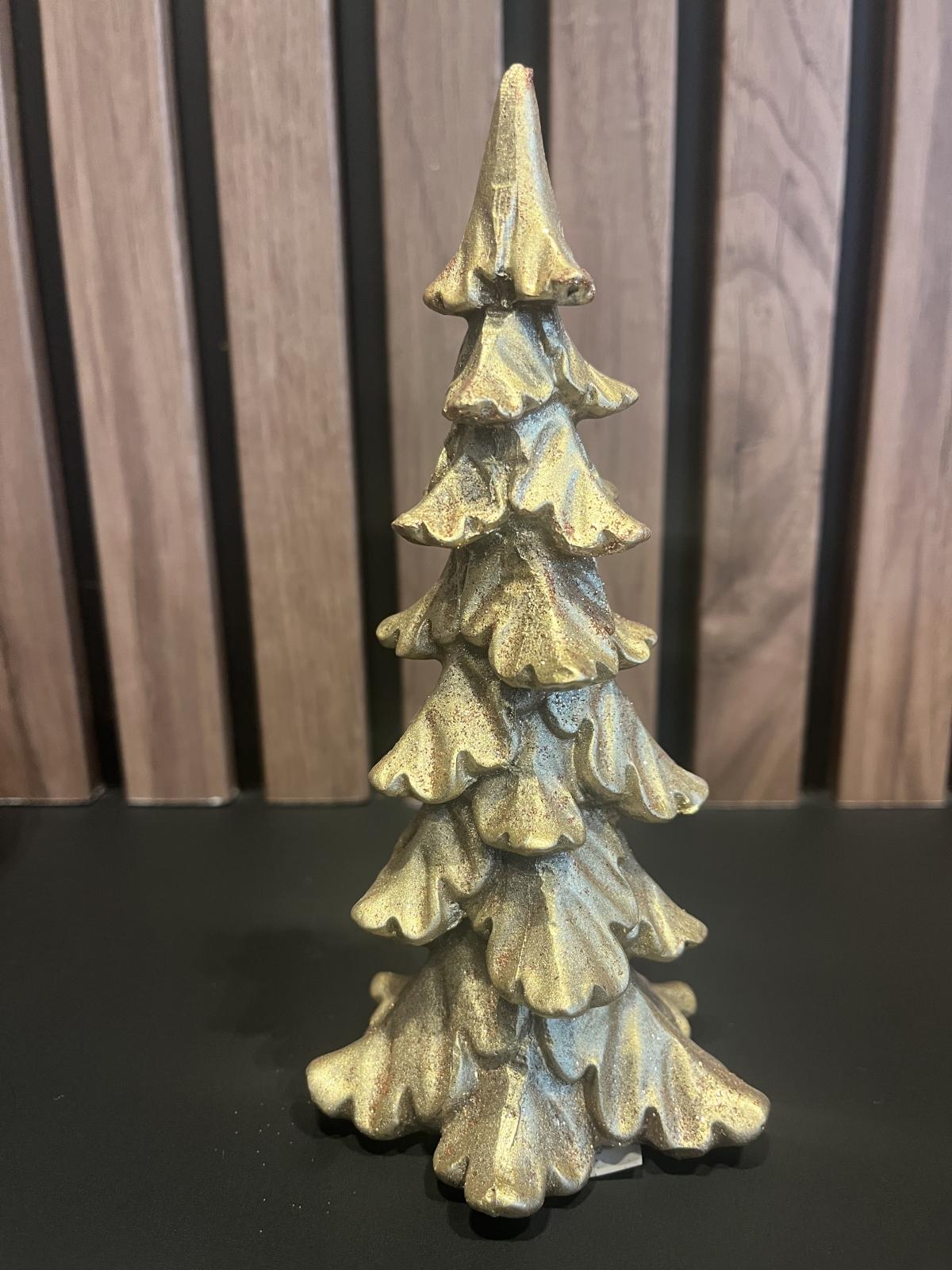 Kerstboom van poly goud 7x16x6cm