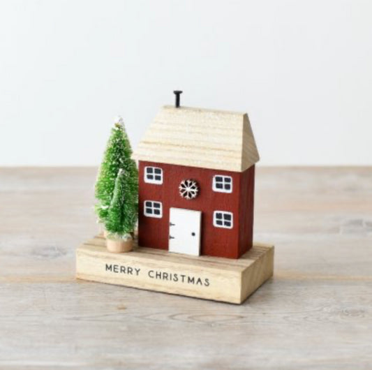 Kerstmis Huisje H 12 cm  rood