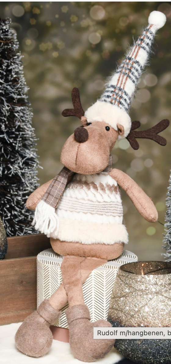 Rudolf hangbenen bruin/beige textiel 20x13x50cm
