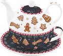 Dekoratief- Tea for One Porselein Gingerbread 350 ml +350 ml