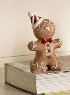 Figuur Gingerbread hat bruin keramiek 8x12x4 cm