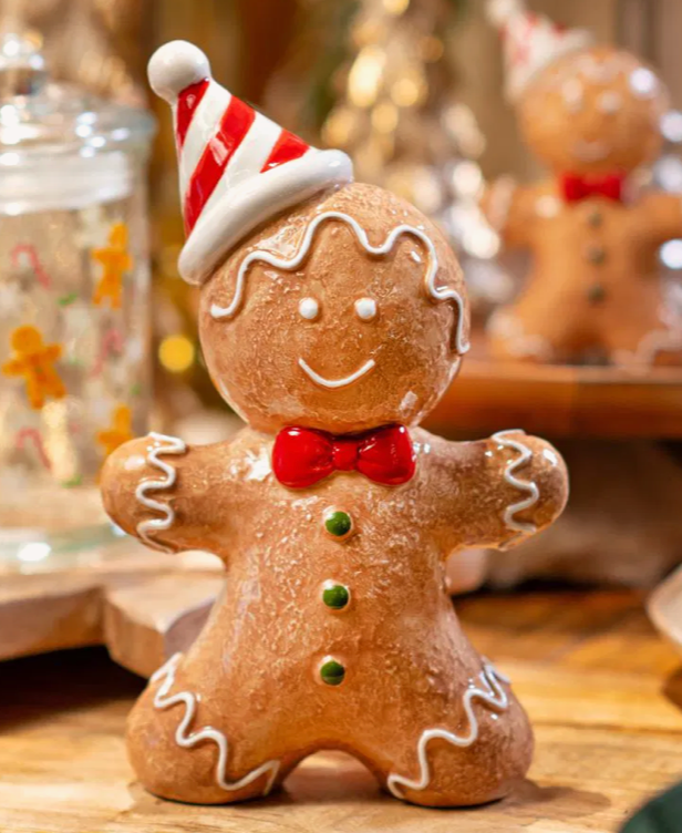 Figuur Gingerbread hat bruin keramiek 12x20x6 cm
