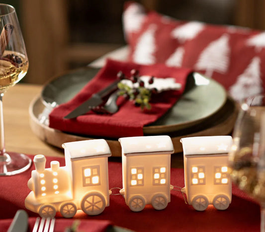 Kersttrein wit LED 25x9x6cm