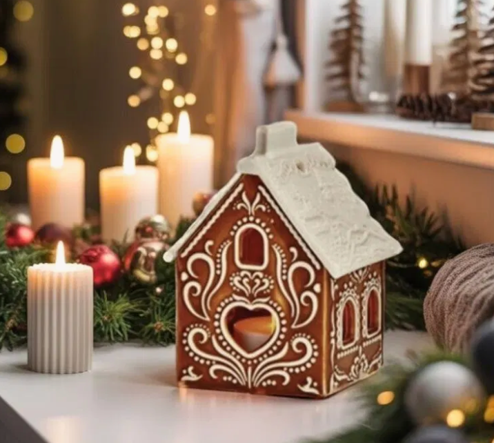 Theelichthuisje LED gingerbread 8x9x6 cm