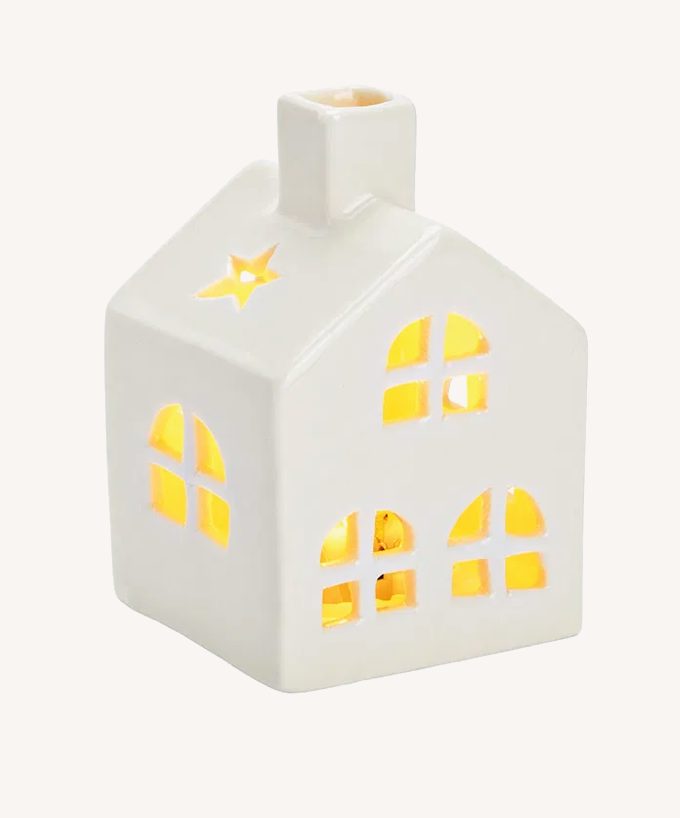 Theelichthuisje wit 5x8x5 cm