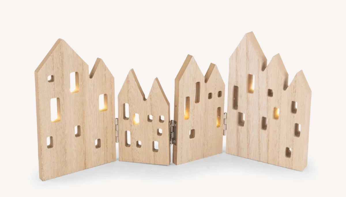 Vouwhuisjes hout 32,5x2x15cm LED timer