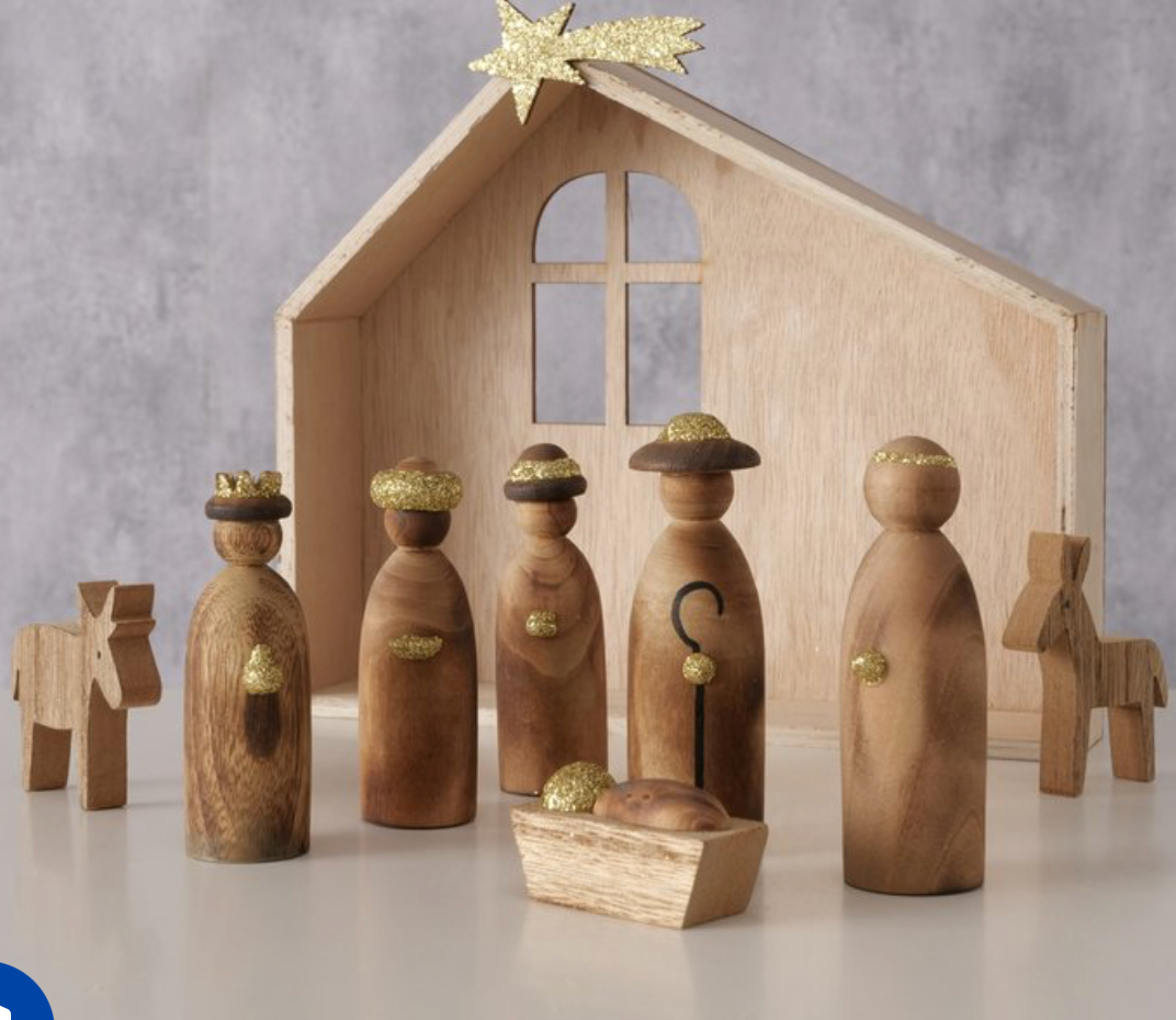 Kerststal Hout Luminaro