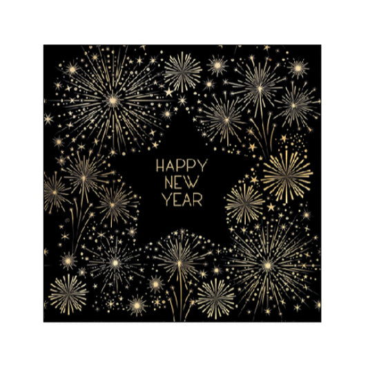 Servetten Cocktail 25x25cm Golden New Year