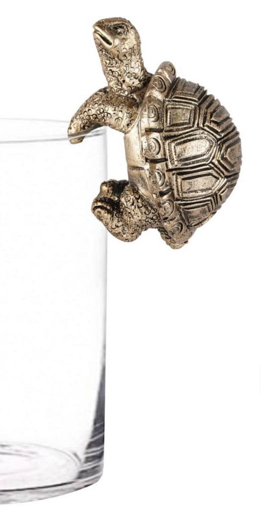 Schildpad bloempothanger 8x6x6 cm brons