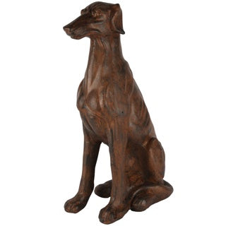 Deco hond zittend roest magnesium, 32x29x51 cm