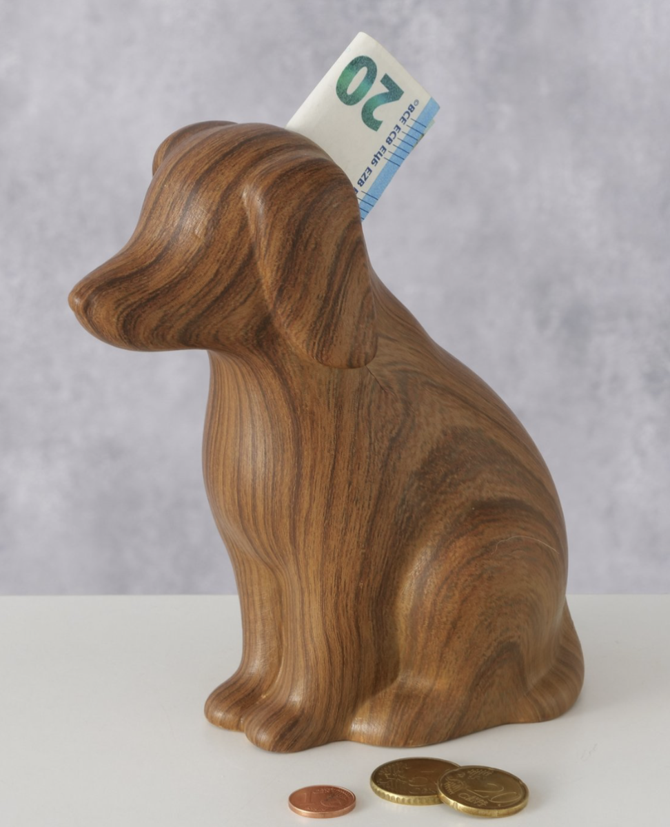 Boltze- Spaarpot Dog Keramiek bruin  H15cm
