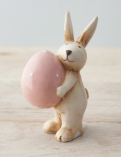 Ornament konijn met ei 10 cm