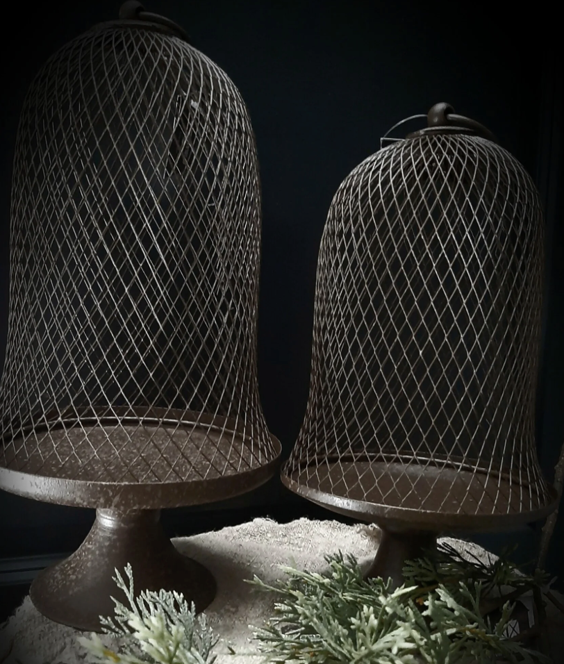 Metalen stolp met gazen cover L