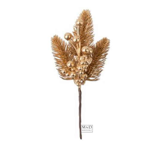 Mand en Deco- Kerst Takje broche goud 130 mm