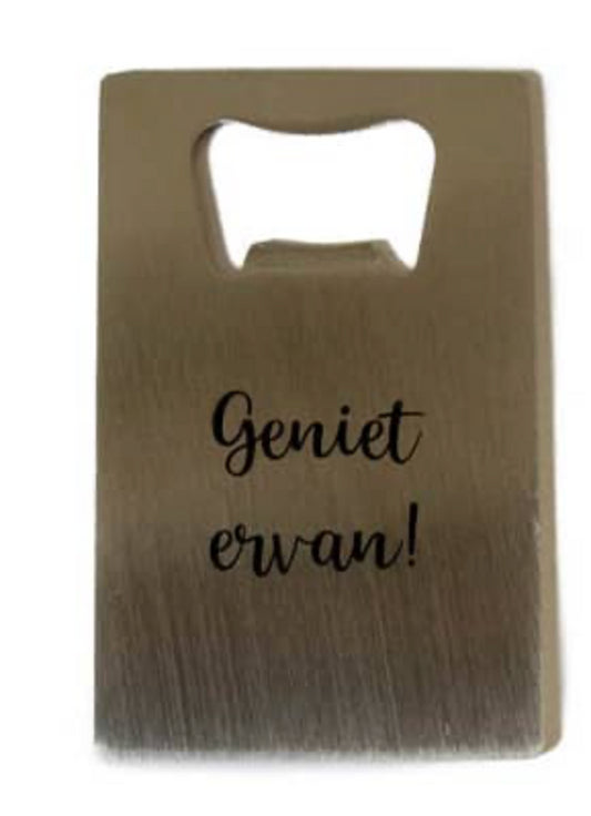 Flesopener kaart zink 8,5 x 5,5 cm