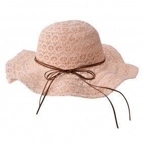 Zonnehoed kind papierstro roze 52 cm