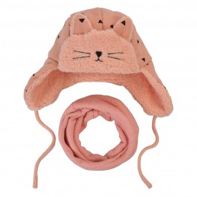 Set Wintersjaal en muts kinderen Roze