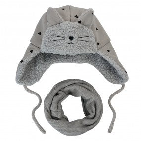 Set Wintersjaal en muts kinderen Grijs