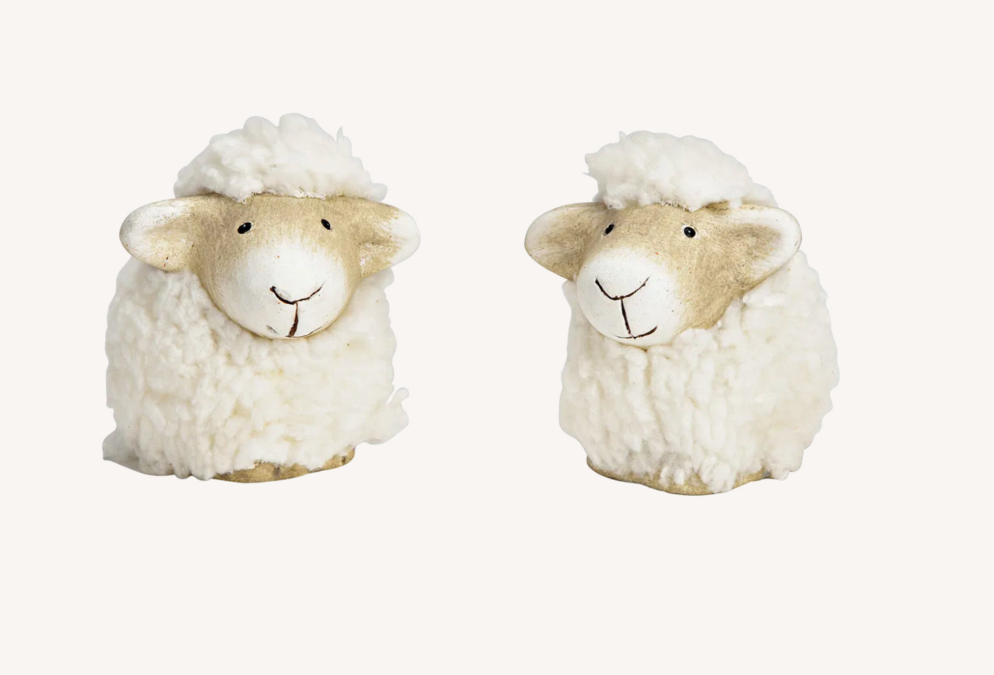 Schaap van klei- imitatiebont 7x7x7 cm