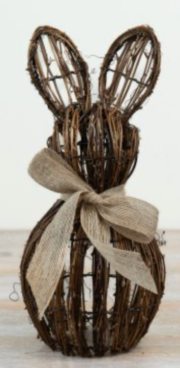 Rotan Konijn met strik H33cm