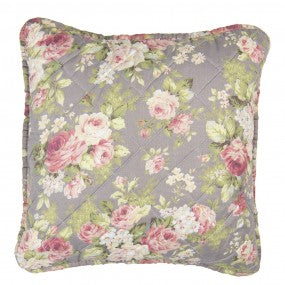 Sierkussen  bloemen 40x40 cm polyester met strikjes