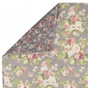 Bedsprei Grijs 2-persoons (240x260 cm) bloemen polyester