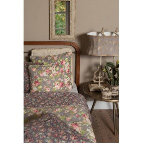 Bedsprei Grijs 2-persoons (240x260 cm) bloemen polyester