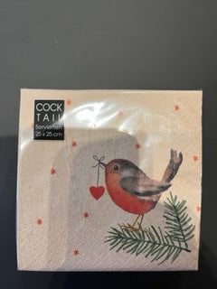 Servetten Cocktail 25x25 cm Vogel Dennetak